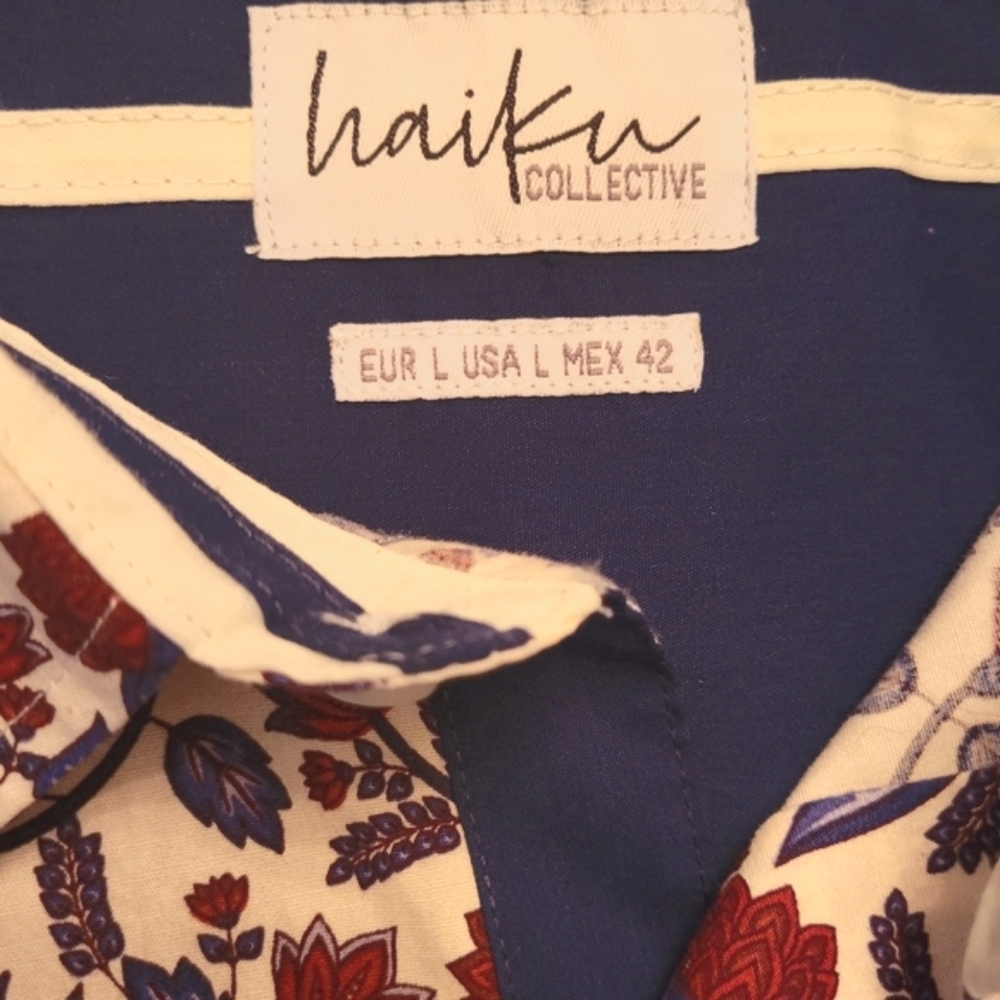 Mens Haiku Floral button down cotton shirt.
